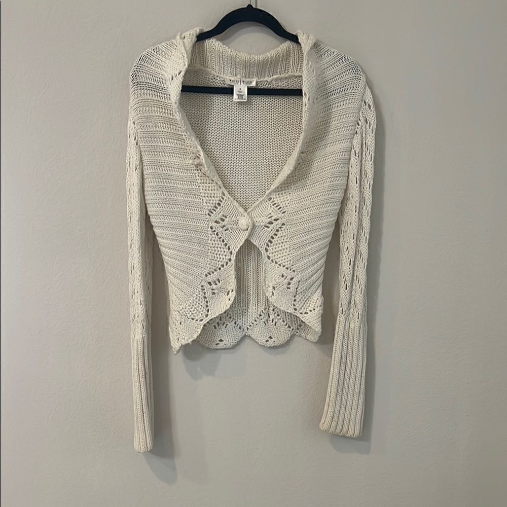 Y2K Ivory Knit Women's Cottagecore Sweater bolero cardigan M